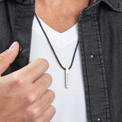 Collier de barre gravé en 3D avec 1-4 noms pour hommes