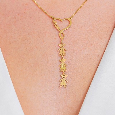 Cadeau personnalisé de collier de maman de coeur d'infini de pendentifs d'enfants de 1 à 10 pour maman