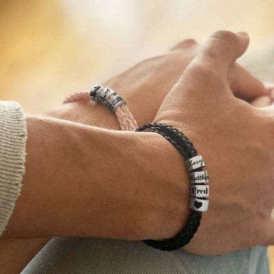 Bracelet en perles personnalisé non sexuel avec 1 à 10 noms en 6 couleurs