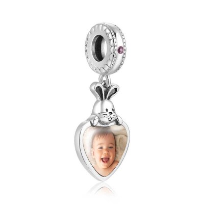 Pendentif Coeur Photo Gravé Avec Cristal Swarovski Argent