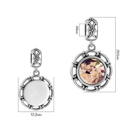 Charm Photo Pendentif Rond Argenté