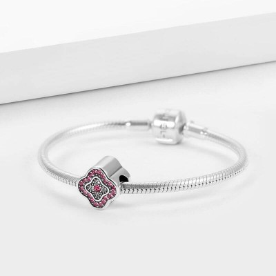 Charm Photo Cristal Swarovski Fleur de Prunier Argenté