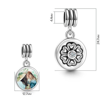 Pétale Design Pendentif Photo Charm Argent