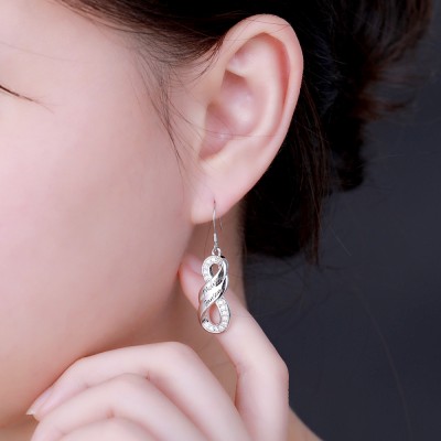 Boucles d'Oreilles Infinies Deux Prénoms Personnalisées en Argent