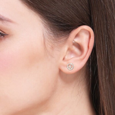 Clous d'oreilles signe de la paix en argent sterling