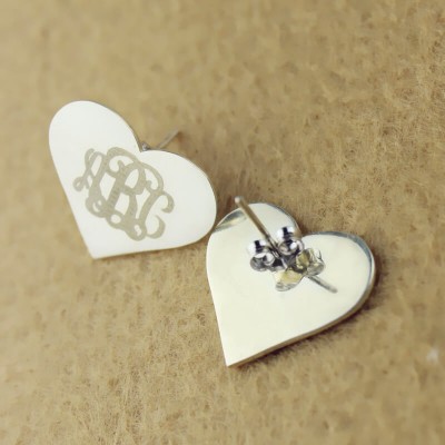 Boucles d'oreilles monogramme coeur en argent sterling