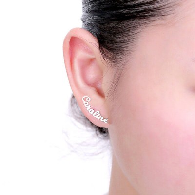 Boucles d'oreilles prénom personnalisées pour elle en argent