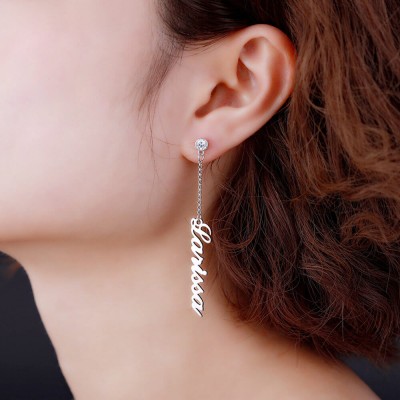 Boucle d'oreille pendante chaîne nom personnalisée