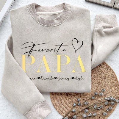 Sweat à capuche personnalisé PAPA préféré avec noms d'enfants, cadeau de fête des pères