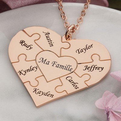 Collier personnalisé en forme de coeur 1-8 pièces cadeau pour maman et grand-mère