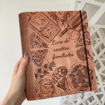 Livre de recettes familial personnalisé en bois, idées cadeaux pour le jour de Noël