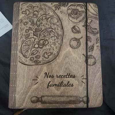 Livre de recettes familial personnalisé en bois, idées cadeaux pour le jour de Noël