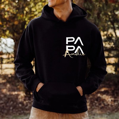 Sweat à capuche papa personnalisé avec nom des enfants, cadeau de fête des pères, cadeau pour nouveau papa