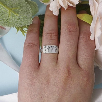 Bague fleur de mois de naissance en argent sterling S925