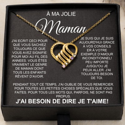 À ma belle maman collier de pierre de naissance personnalisé gravé avec des noms cadeaux de nouvelle maman cadeaux d'anniversaire pour maman