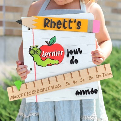 Panneau personnalisé interchangeable premier/100e/dernier jour d'école, cadeau de rentrée scolaire pour les enfants