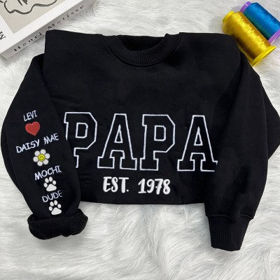 Sweat-shirt à capuche brodé Papa personnalisé avec icône spéciale, idées cadeaux uniques pour la fête des pères