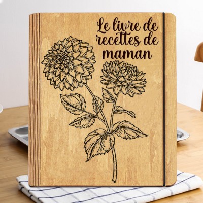 Livre de recettes familial personnalisé en bois, idées cadeaux pour le jour de Noël