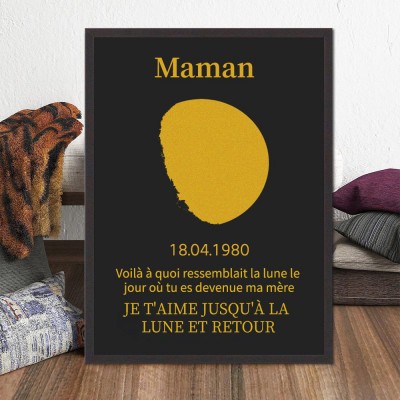 Signe personnalisé en bois de phase de lune pour le cadeau de fête des mères, cadeau de nouvelle maman