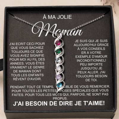 Collier avec nom personnalisé pour maman, avec pierre de naissance, cadeaux pour nouvelle maman, idées cadeaux d'amour pour maman