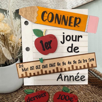 Accessoire interchangeable réutilisable personnalisé pour le premier jour du 100e jour de la rentrée scolaire pour les enfants