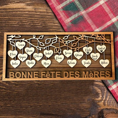 Signe d'arbre généalogique coeur suspendu personnalisé cadeau d'adoption familiale cadeau de fête des mères pour grand-mère maman cadeau d'anniversaire