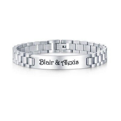 Bracelet homme bicolore en argent personnalisé