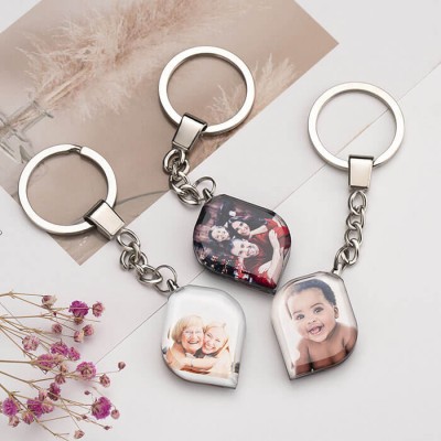 Personnalisez le cadeau en forme de coeur de porte-clés en cristal photo pour toutes les occasions