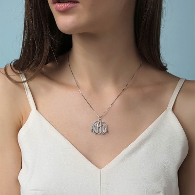 Collier Prénom Monogram Zircon Personnalisé