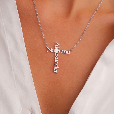 Collier Croix Deux Prénoms Personnalisé