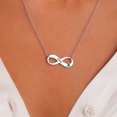 Collier Prénom Infini Personnalisé Avec Pierres De Naissance