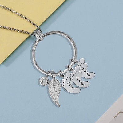 Cercle personnalisé avec 1 à 8 pendentifs en forme de pieds de bébé, cadeau parfait pour la fête des mères