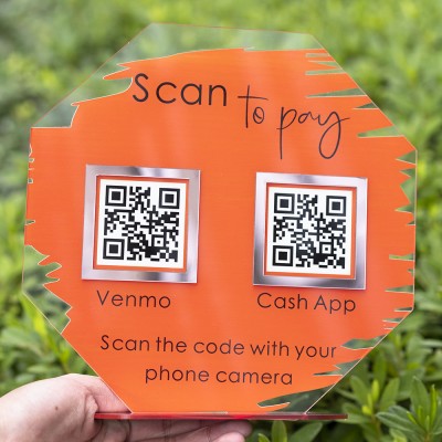 Signe de code QR de paiement double octogone personnalisé