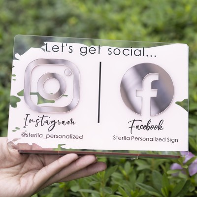 Signe de beauté personnalisé Instagram Facebook Business Social Media Sign