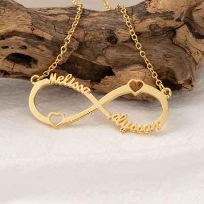 Collier de couple personnalisé avec nom infini, cadeaux d'anniversaire pour femme, idées de cadeaux d'amour pour elle