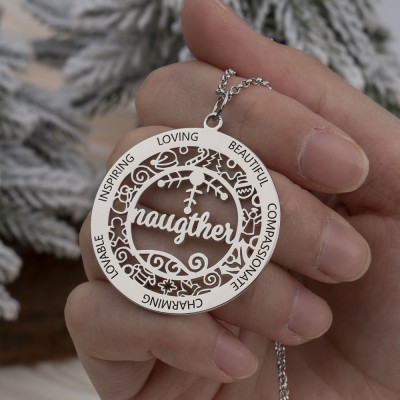 Collier personnalisé de nom de Noël de famille cadeau de Noël pour la femme de maman