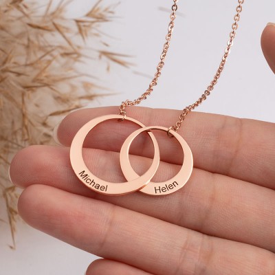 Collier Génération Personnalisé Collier Deux Cercles pour Votre Fils & Fille