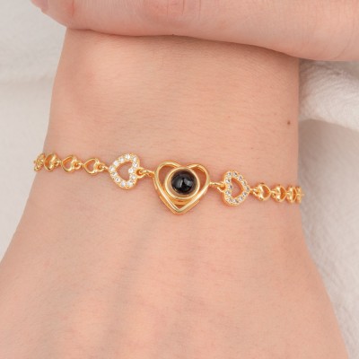 Bracelet de projection de photo de coeur personnalisé Cadeau de la Saint-Valentin pour petite amie Cadeau d'anniversaire de mariage pour femme