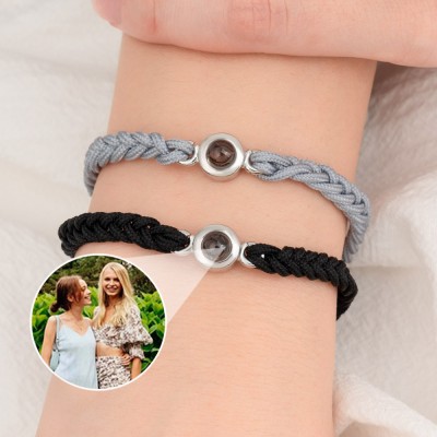 Cadeau commémoratif de bracelet de projection de photo de couple personnalisé pour petit ami Saint Valentin Cadeau pour Lui