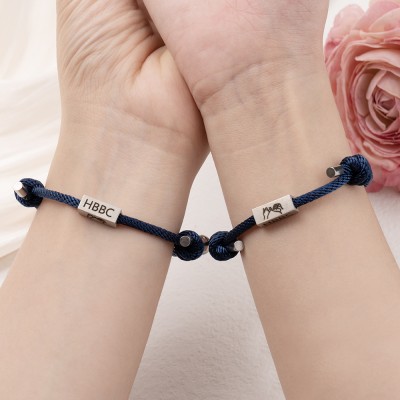 Ensemble personnalisé de 2 bracelets magnétiques assortis pour couple