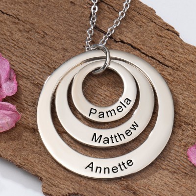 Collier de nom de disque gravé personnalisé cadeau d'amour pour les femmes cadeau de fête des mères pour le cadeau d'anniversaire de grand-mère