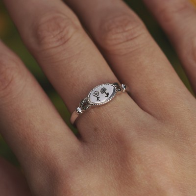 Bague fleur de naissance personnalisée en argent sterling S925