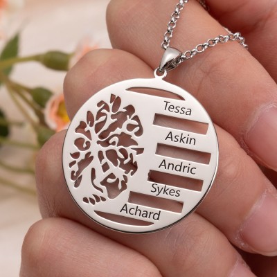 Arbre de vie personnalisé noms de famille collier cadeau de fête des mères pour grand-mère maman anniversaire anniversaire cadeau pour elle