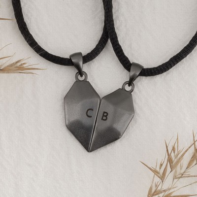 Collier Coeur Patchwork Magnétique 2 Pièces Personnalisé