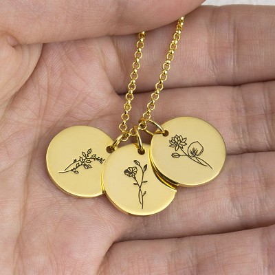 Cadeau personnalisé de collier de fleur de mois de naissance pour maman