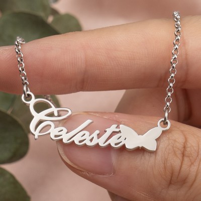 Cadeau personnalisé de collier de nom de papillon pour son cadeau d'anniversaire pour le cadeau d'anniversaire de femme