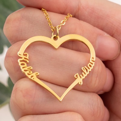 Collier personnalisé avec nom de cœur pour couple, cadeau d'anniversaire de la Saint-Valentin pour elle