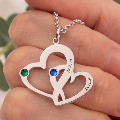 Collier de nom de couple personnalisé en forme de coeur cadeau de Saint Valentin pour couple