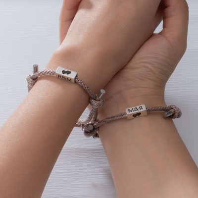 Ensemble personnalisé de 2 bracelets magnétiques assortis pour couple