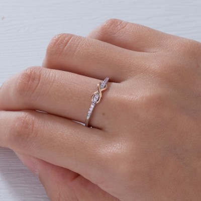 Grand-mère et petite-fille en argent sterling liées ensemble Love Forever Infinity Ring cadeau pour elle